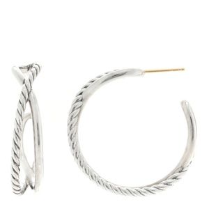 DAVID YURMAN Sterling Silver Crossover Cable Hoop Earrings